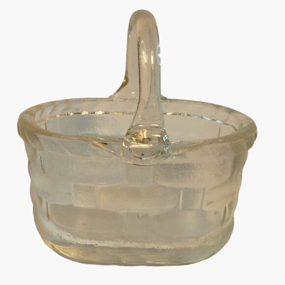 Vintage Clear Glass Miniature Basket - Picture 1 of 6
